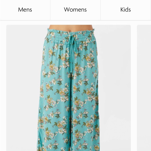 O'Neill Pants - O'Neill Teal Floral Drawstring Wide Leg Flowy Pants